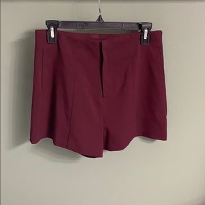 Women’s High Waisted Burgundy Woven Shorts